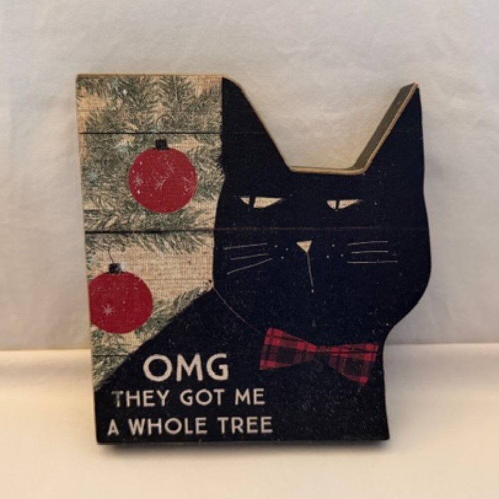 Primitives by Kathy Cat Block Holiday Decoration